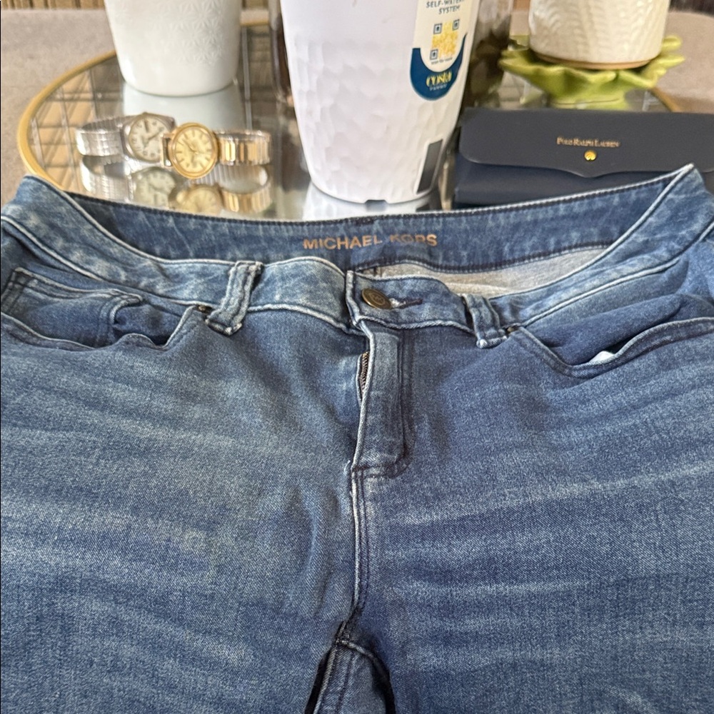 Michael Kors Izzy Skinny Medium Blue Stretch Jeans